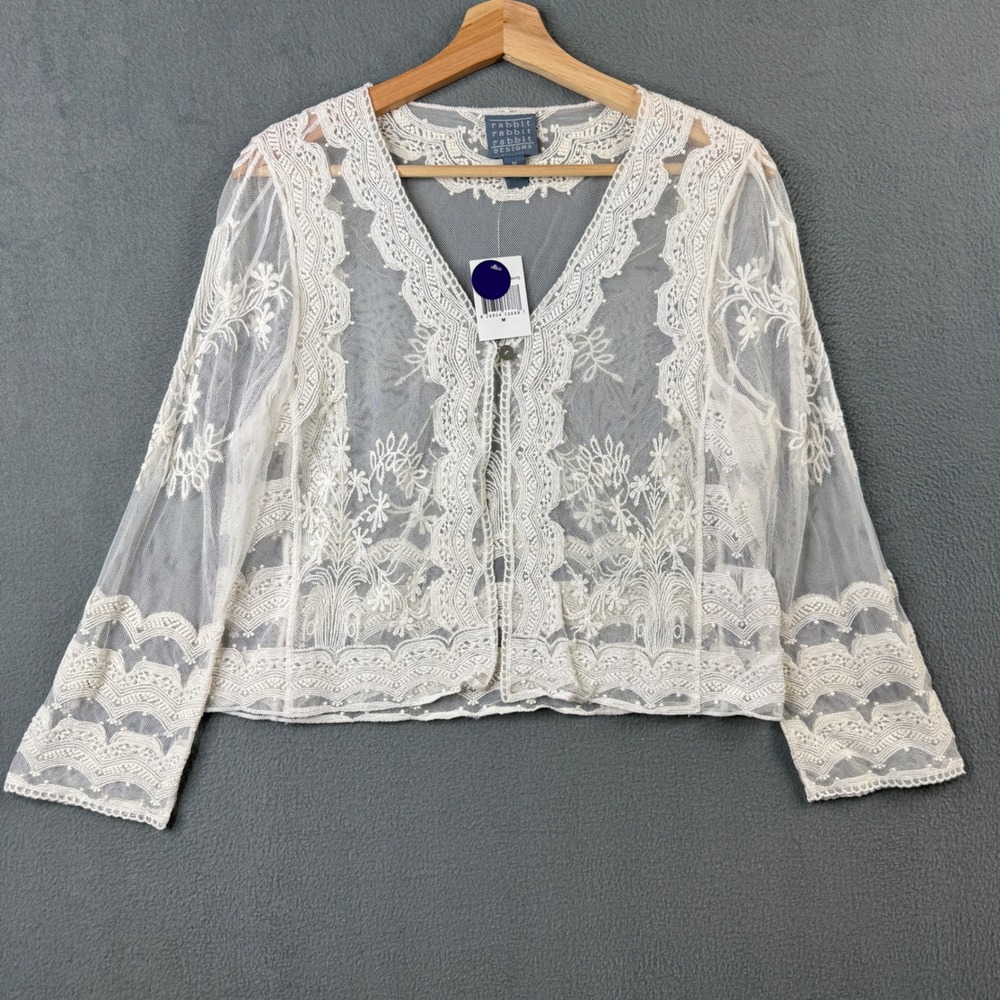 Rabbit Rabbit Rabbit Designs White Lace Shrug Bolero R1JD03L03RR8 Y2K Medium